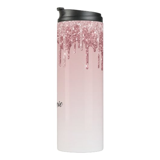 Bouteilles Isothermes Pink Faux Parties scintillant Sparkle Ombre Monogr (Tourné sur la droite)