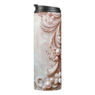 Bouteilles Isothermes Pink Ornate Pearl and Floral Thermal Tumbler