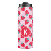Bouteilles Isothermes Pink Red Strawberries Floral  Pattern Monogram (Devant)