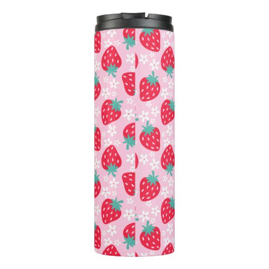 Bouteilles Isothermes Pink Red Strawberries Floral  Pattern Monogram (Dos)