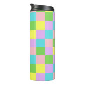 Bouteilles Isothermes Pink Rose Vert Jaune Bleu Plaid (Tourné sur la droite)