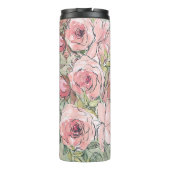 Bouteilles Isothermes Pink Sage Green Floral Ajouter un nom Cadeau perso (Dos)