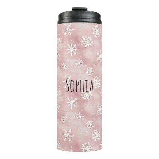 Bouteilles Isothermes Pink White Snowflakes Christmas (Devant)