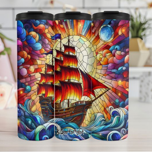 Bouteilles Isothermes Pirate Ship Vitrail Art