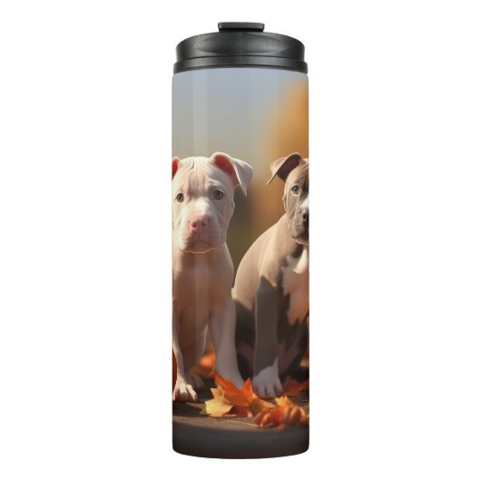 Bouteilles Isothermes Pitbull Chiot Automne Citrouille de plaisir (Devant)