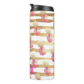 Bouteilles Isothermes PixDezines Aloha Ananas/Rose chaud+Faux Gold (Tourné sur la droite)