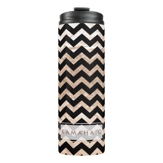Bouteilles Isothermes PixDezines Chevron/Faux Metallic Rose Gold (Devant)