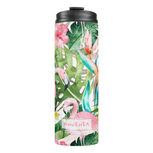 Bouteilles Isothermes PixDezines Flamants roses roses+Foliage tropical (Devant)