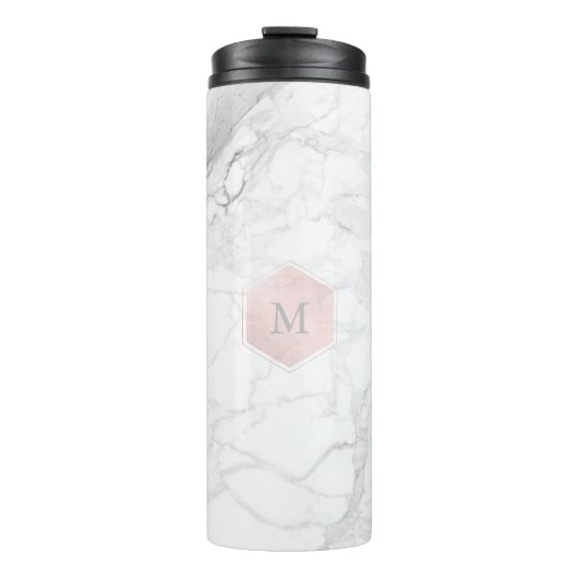 Bouteilles Isothermes PixDezines MONOGRAM MARBRE BLANC+BLUSH HONEYCOMB (Devant)