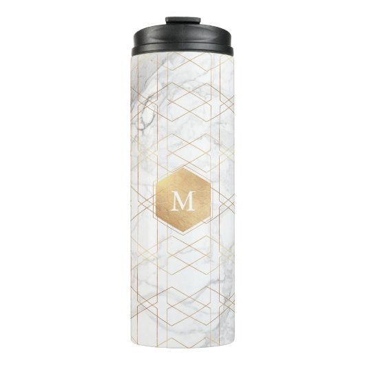 Bouteilles Isothermes PixDezines MONOGRAM MARBRE BLANC+HONEYCOMB (Devant)