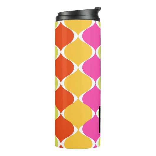 Bouteilles Isothermes PixDezines oignon de mood rétro, vert rose orange (Tourné sur la gauche)