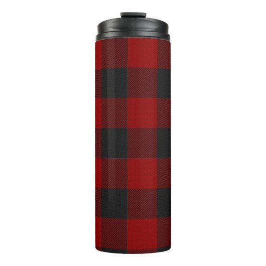 Bouteilles Isothermes PixDezines Plaid Buffalo, Rouge Noir (Devant)
