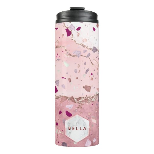 Bouteilles Isothermes PixDezines TERRAZZO OR ROSE, BURGUNDY (Devant)