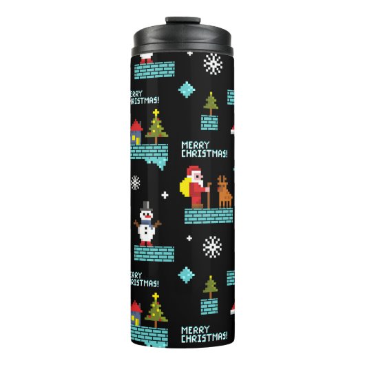 Bouteilles Isothermes Pixellit Joyeux Motif de Noël - Design rétro (Devant)