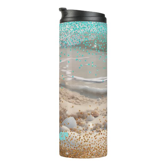 Bouteilles Isothermes Plage Aqua Gold Parties scintillant (Tourné sur la droite)