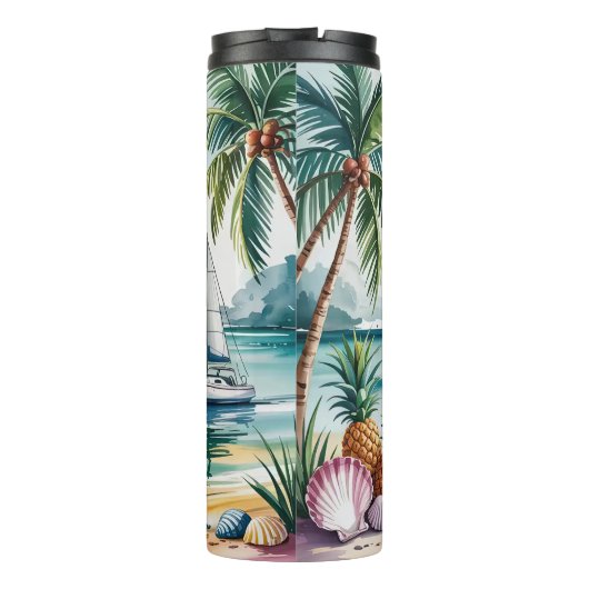 Bouteilles Isothermes Plage avec Sailboat et Palms (Dos)