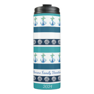 Bouteilles Isothermes Plage Bleu Blancs Famille Thermal Tumbler