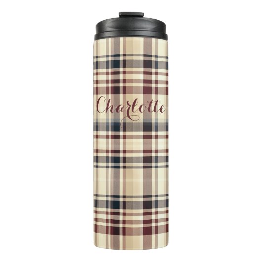 Bouteilles Isothermes Plaid Beige Classique À damiers Motif (Devant)