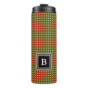 Bouteilles Isothermes Plaid de Noël moderne monogramme initiale rouge ve