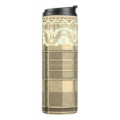 Bouteilles Isothermes Plaid et dentelle or et crème girly (Tourné sur la gauche)