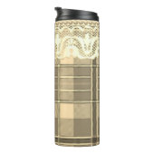 Bouteilles Isothermes Plaid et dentelle or et crème girly (Tourné sur la droite)