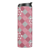 Bouteilles Isothermes Plaid gris et rose avec fleurs camomilaires (Tourné sur la gauche)
