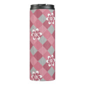 Bouteilles Isothermes Plaid gris et rose avec fleurs camomilaires (Dos)