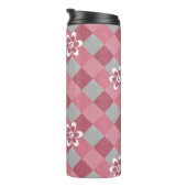 Bouteilles Isothermes Plaid gris et rose avec fleurs camomilaires (Tourné sur la droite)