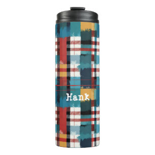 Bouteilles Isothermes Plaid hiver confortable en rouge Turquoise et jaun