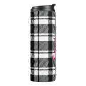 Bouteilles Isothermes Plaid noir et blanc avec nom de monogramme (Tourné sur la gauche)