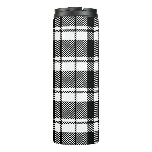 Bouteilles Isothermes Plaid noir et blanc avec nom de monogramme (Dos)