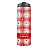 Bouteilles Isothermes Plaid Rustique Avec Coeurs Valentines (Devant)