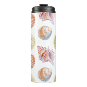 Bouteilles Isothermes Plan marin sans soudure de coquillages. Aquarelle 