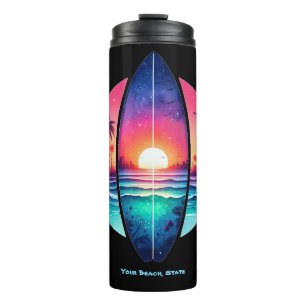 Bouteilles Isothermes Planche de surf dans le coucher de soleil