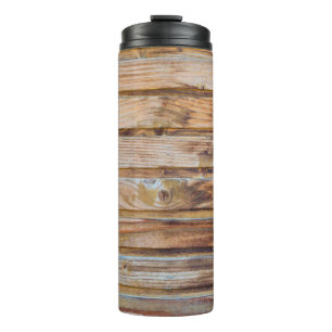 Bouteilles Isothermes Plancher Arrière - plan Vintage En Bois Clair. Hor