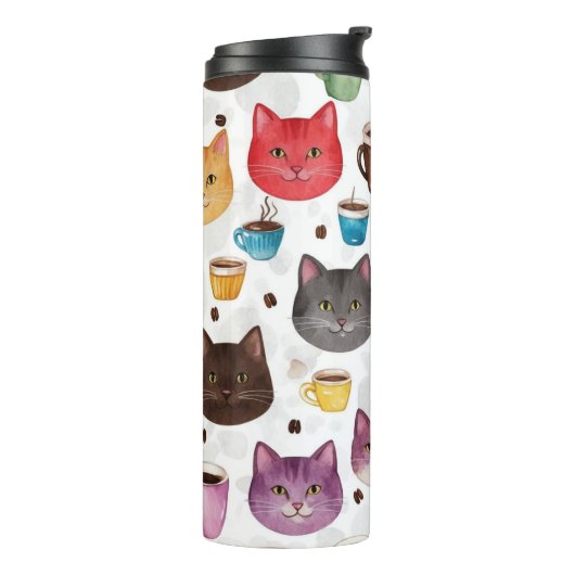 Bouteilles Isothermes Playful Cat and Coffee Doodle Pattern (Tourné sur la gauche)