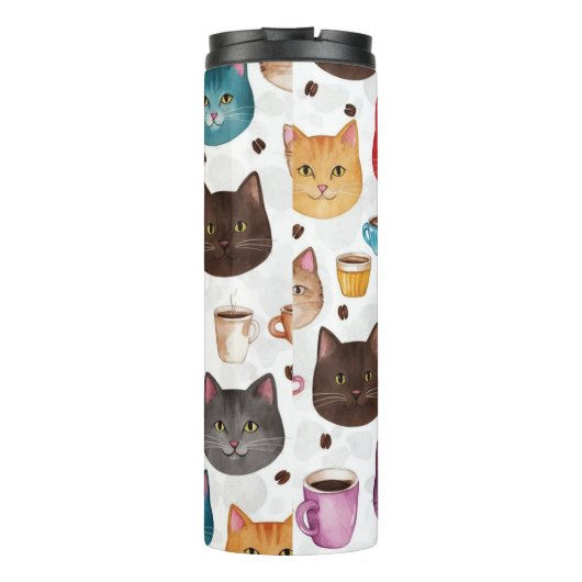 Bouteilles Isothermes Playful Cat and Coffee Doodle Pattern (Dos)