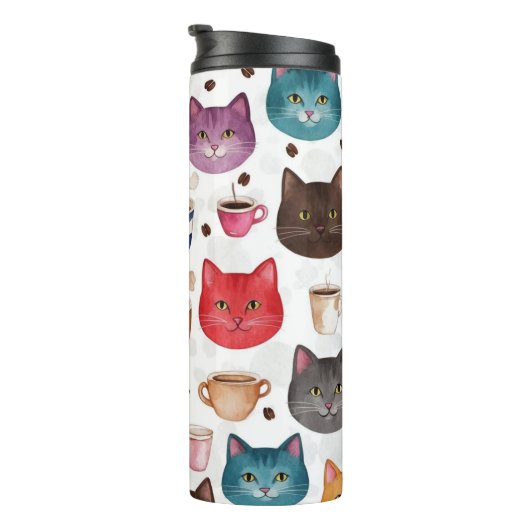 Bouteilles Isothermes Playful Cat and Coffee Doodle Pattern (Tourné sur la droite)