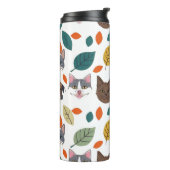 Bouteilles Isothermes Playful Pet Faces and Autumn Leaves Pattern (Tourné sur la gauche)