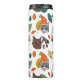 Bouteilles Isothermes Playful Pet Faces and Autumn Leaves Pattern (Dos)