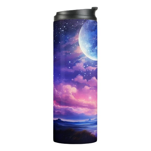 Bouteilles Isothermes Pleine lune Céleste Étoiles Nuages Mystique Violet (Tourné sur la gauche)