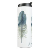 Bouteilles Isothermes Plume d'aquarelle bleu dessinée à la main (Tourné sur la gauche)