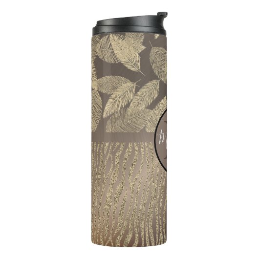 Bouteilles Isothermes Plumes chic avec monogramme d'impression Zebra (Tourné sur la gauche)