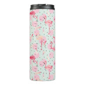 Bouteilles Isothermes Plumes de Flamant rose sur Pois | Ajouter Votre No (Dos)