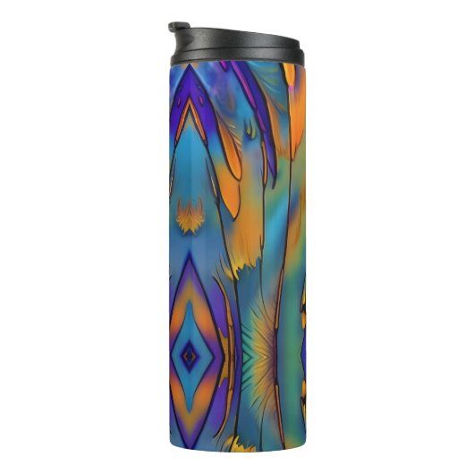 Bouteilles Isothermes Plumes en verre tendu AI Art Abstrait (Tourné sur la droite)