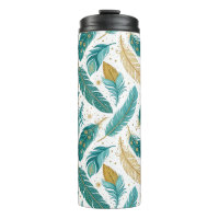 Plumes sarcelles et or Boho