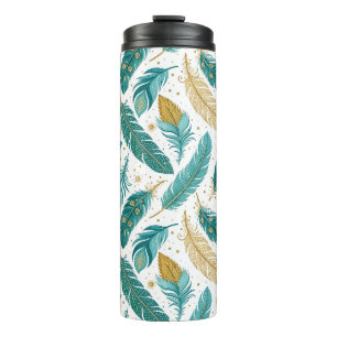 Bouteilles Isothermes Plumes sarcelles et or Boho