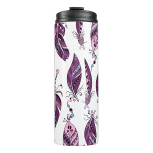 Bouteilles Isothermes Plumes violettes : Vintage Ornementale sans joint.