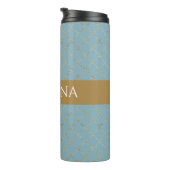 Bouteilles Isothermes Plutôt Glacial Blue Gold Quatrefoil Personnalisé (Tourné sur la droite)