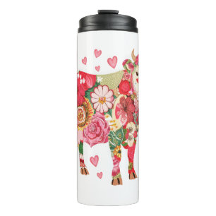 Bouteilles Isothermes Png Vache Florale, Png Dessin De Vache Mignonne